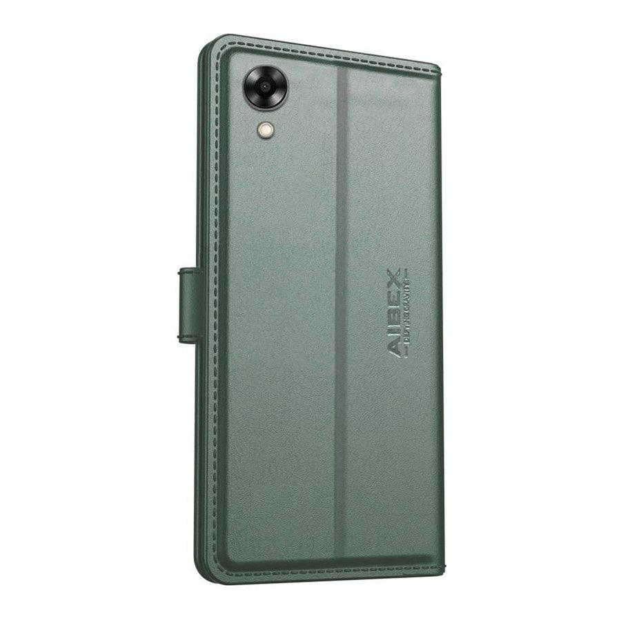 Oppo A17k Aibex PU Leather Flip Cover Foldable Stand & Pocket Magnetic Closure - Aibex